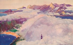 Az Aerial Ropeway Car ereszkedik le a Cukorsüveg-hegyről, 1914. alkotó: Unbekannt