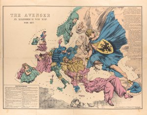 A Bosszúálló: Allegorikus háborús térkép 1877-hez, 1876-1877-hez. alkotó: Unbekannt