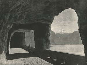 Az Axenstrasse, Fluelen közelében, Svájcban, 1895. alkotó: Unbekannt