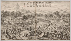 Az Elei Zhalatu-i csata: A lázadások leverésének csatajeleneteiből...c. 1765-1774. alkotó: Unbekannt