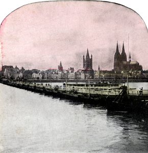 Hajók hídja a Rajnán, Köln, Németország, 20. század eleje alkotó: Unbekannt