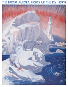 A fényes aurora megvilágítja a jeges északot, 1935 alkotó: Unbekannt