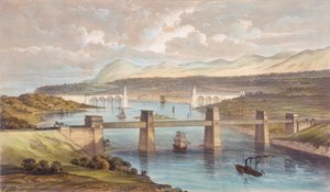 A Britannia Tubular Bridge, Menai-szoros, Wales, 1850 alkotó: Unbekannt