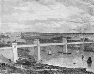 A Britannia Tubular Bridge a Menai-szoroson át, 1850..., 1901. alkotó: Unbekannt
