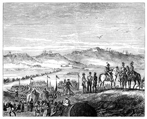 A brit hadsereg átkel a Sutlej folyón, India, 19. század, 1900 alkotó: Unbekannt