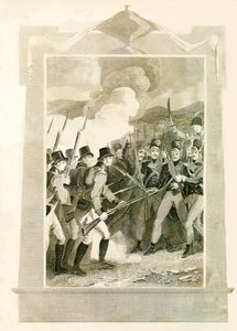 A britek szuronyokkal támadják meg a francia vonalakat a maidai csatában, 1806-ban, 1816-ban. alkotó: Unbekannt