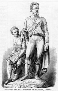 A Burke és Wills emlékmű Melbourne-ben, Ausztráliában, 1865 alkotó: Unbekannt