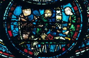 Mészárosok, ólomüveg, Chartres-i katedrális, Franciaország, 1194-1260 alkotó: Unbekannt
