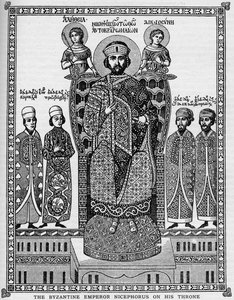 Nicephorus bizánci császár a trónján, 11. század, 1908 alkotó: Unbekannt