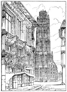 A katedrális tornya, Rouen, 1835-1900 alkotó: Unbekannt