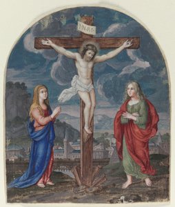 A keresztre feszítés: imakönyvből kivágott miniatűr c. 1540-1550. alkotó: Unbekannt