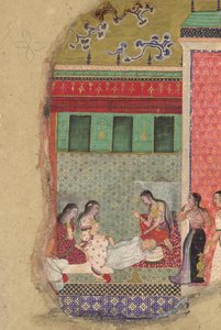 Dasharatha király halála, Ráma atyja, Folio egy Rámájánából, kb. 1605. alkotó: Unbekannt