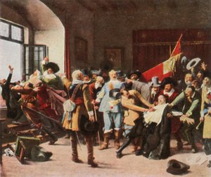 Prága megvédése, 1618. május 23., 1936. alkotó: Unbekannt