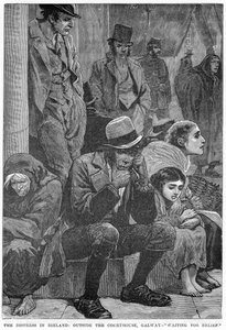 The Distress in Ireland: Outside the Courthouse, Galway – Segítségre várva, 19. század alkotó: Unbekannt