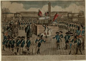 Marie Antoinette kivégzése a Place de la Revolutionon 1793. október 16-án, c. 1793. alkotó: Unbekannt