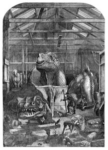 Az Extinct Animals modellszoba a Crystal Palace-ban, Sydenham, 1853 alkotó: Unbekannt
