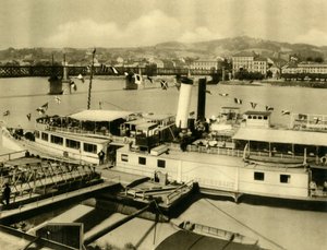 A Franz Schubert gőzhajó a Dunán, Linz, Felső-Ausztria, 1935. alkotó: Unbekannt