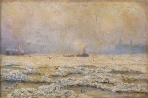 "The Frozen Thames at Greenwich", 1895 alkotó: Unbekannt