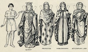 The Gallery of British Costume: Hogyan öltözködtek az emberek az angolszász időkben, 1934 alkotó: Unbekannt