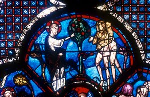 Az irgalmas szamaritánus ablak, Chartres-i székesegyház, Franciaország, 13. század alkotó: Unbekannt