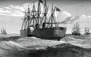 A Great Eastern az atlanti távírókábelt játssza, c1865, c1880 alkotó: Unbekannt