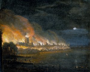 „A londoni nagy tűzvész, 1666”, c1666 alkotó: Unbekannt