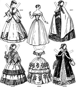 A brit jelmezek nagy galériája: néhány női divat 1843 és 1893 között, 1934 alkotó: Unbekannt