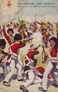 A felvidéki könnyűgyalogság. A Mahratta lovasság rohama Assaye-ban, 1803, 1939 alkotó: Unbekannt