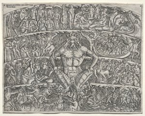 Az Inferno Dante szerint a pisai Campo Santo freskója után, 1400-as évek. alkotó: Unbekannt