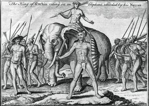 Cochin királya egy elefánton lovagol, a Nayros kíséretében, 1745 alkotó: Unbekannt