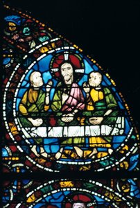 Az utolsó vacsora, ólomüveg, Chartres-i katedrális, Franciaország, 1194-1260 alkotó: Unbekannt