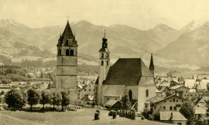A Liebfrauenkirche és a St Andreas templom, Kitzbühel, Tirol, Ausztria, 1935. alkotó: Unbekannt