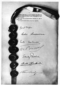 A Locarnói Szerződést lezárták és aláírták Londonban, 1925. december 1-jén, 1935. alkotó: Unbekannt