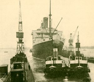A vontatók által vontatott Majestic belépő szárazdokk, 1930. alkotó: Unbekannt
