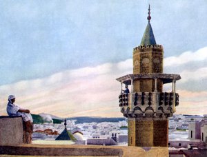 A müezzin minaretjében, amely a híveket imára hívja, 1926 alkotó: Unbekannt