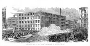 The New York Draft Riots, Second Avenue, New York City, 1863. július 13-16., 1872 alkotó: Unbekannt