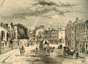 Vauxhall régi faluja, a kertek bejáratával, 1825-ben, 1878 körül. alkotó: Unbekannt