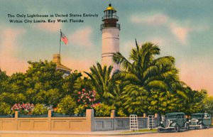 Az egyetlen világítótorony az Egyesült Államokban, teljes mértékben a város határain belül, Key West, Florida, 1940-es évek alkotó: Unbekannt