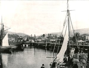 Hobart kikötője, Tasmania, Ausztrália, 1895. alkotó: Unbekannt