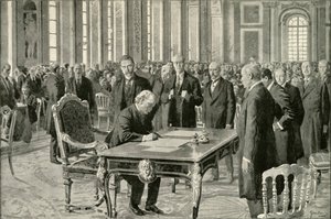 Nagy-Britannia miniszterelnöke aláírta a békeszerződést, 1919. alkotó: Unbekannt