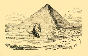 Khufu király piramissírja és a Nagy Szfinx Gizehben, Egyiptomban, 1930. alkotó: Unbekannt