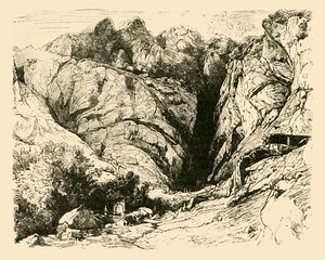 A delphoi szakadék a gallok visszaszorításának jelenete., 1890. alkotó: Unbekannt