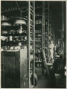 Az Edisons Laboratórium polcai minden ismert anyag mintájával, 1902. alkotó: Unbekannt