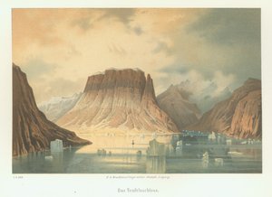 A Teufelsschloss a Kejser Franz Joseph-fjordban. A második német északi-sarki expedíció az Északi-sark felé alkotó: Unbekannt