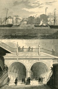 A Temze-alagút, ahogyan eredetileg megnyitották a forgalom számára, 1872. alkotó: Unbekannt