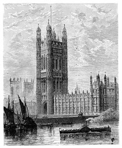 A Victoria Tower és a Parlament épülete, London, 1900 alkotó: Unbekannt