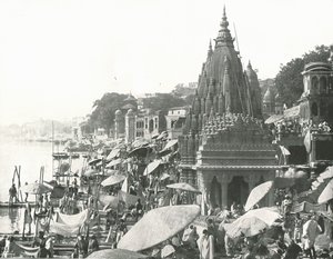 A Visnu-tó és Ghat, Benares, India, 1895. alkotó: Unbekannt