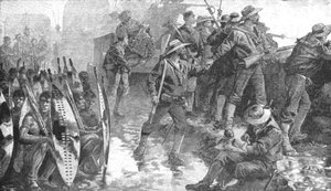 A zulu háború, 1879: Men of H.M.S. Shah a Laagerben Ginghilovóban, 1901. alkotó: Unbekannt