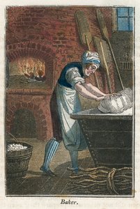 A pék lisztedény fedelén tésztát dagasztó, 1823 alkotó: Unbekannt