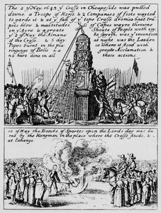 A Cheapside Cross elpusztítása és a Sportkönyv felgyújtása, 1643. május 1903. alkotó: Unbekannt